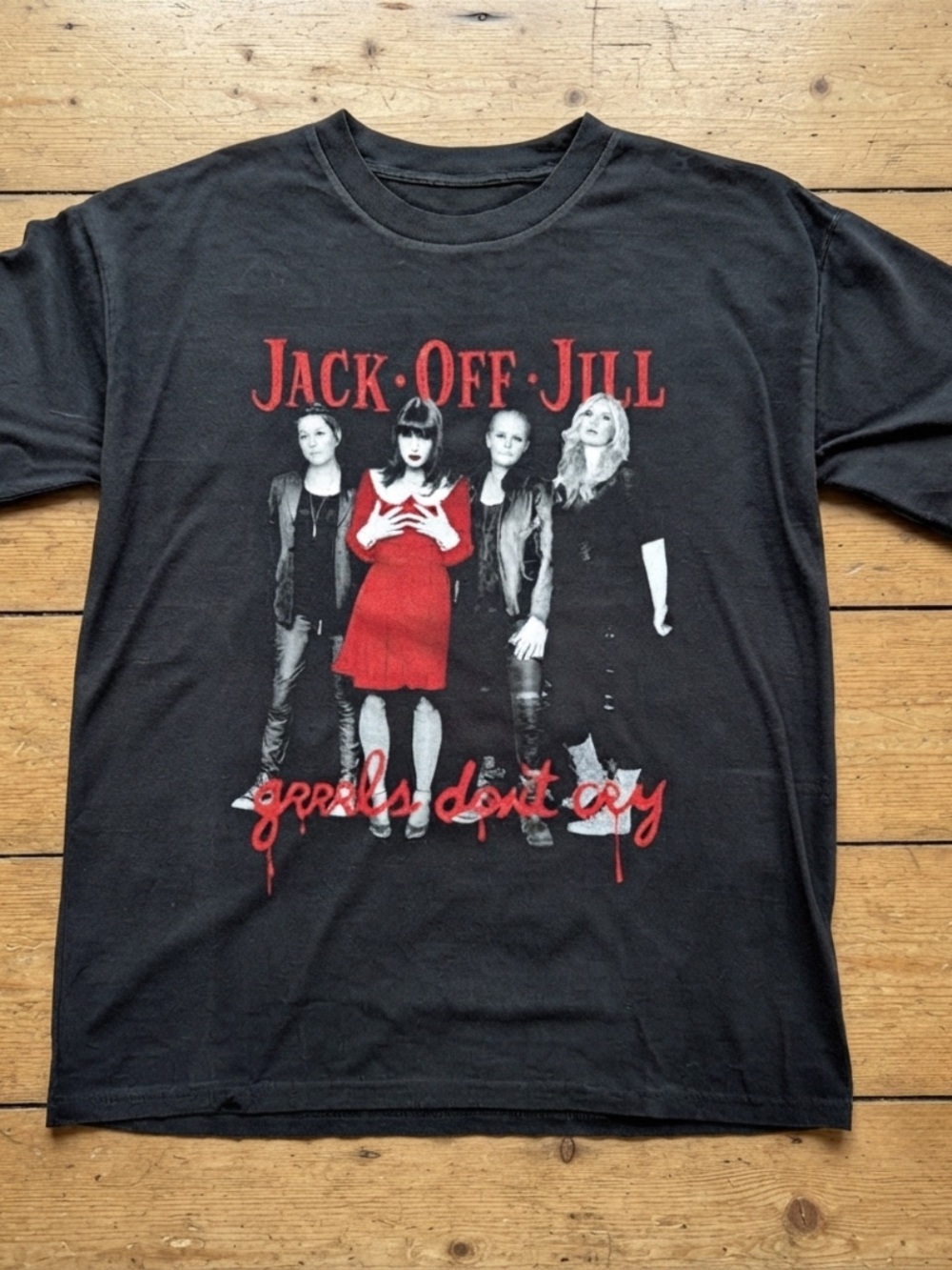 Gildan Black Tee with Red & White Band Graphic